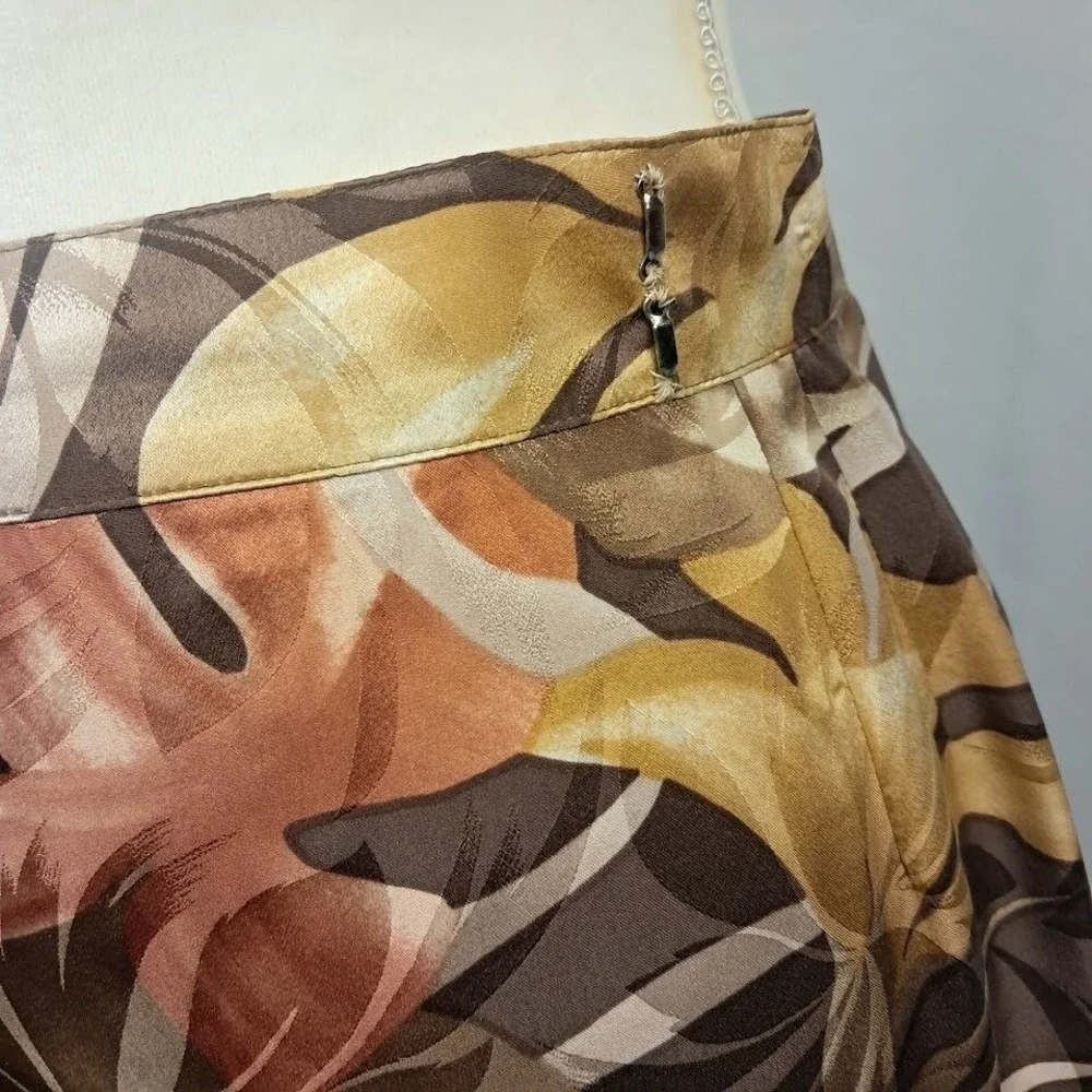 Vtg 80s MAGGY LONDON by‎ Jeannene Booher 6 100% Silk Leaf Print Wrap Mini Skirt - Picture 6 of 7